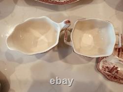 31 Pieces Johnson Bros Old Britain Castles Pink Transferware