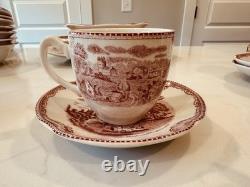 31 Pieces Johnson Bros Old Britain Castles Pink Transferware