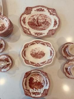 31 Pieces Johnson Bros Old Britain Castles Pink Transferware