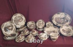 34 Piece Johnson Brothers Friendly Village Dinnerware Set + Serveware Made In