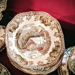 34 Piece Johnson Brothers Friendly Village Dinnerware Set + Serveware Made In