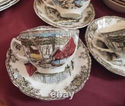 34 Piece Johnson Brothers Friendly Village Dinnerware Set + Serveware Made In