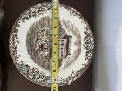 36 Pc Heritage Hall Johnson Brothers England Ironstone Dinner Set Cream Brown