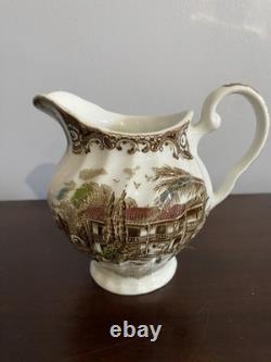 36 Pc Heritage Hall Johnson Brothers England Ironstone Dinner Set Cream Brown