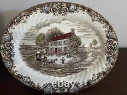 36 Pc Heritage Hall Johnson Brothers England Ironstone Dinner Set Cream Brown