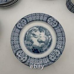 37 Pcs Set Antique Plates Bowls Cups Johnson Bros MONGOLIA GRAY Blue FLOW Rare