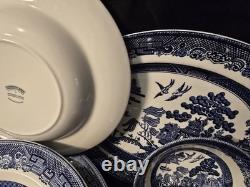37 Piece Johnson Bros Blue Willow Svc For 6 Plus Hostess Pieces