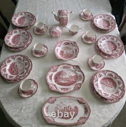38 Pc Johnson Brothers Old Britain Castles Pink Red Service For 6 And More Set