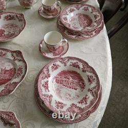 38 Pc Johnson Brothers Old Britain Castles Pink Red Service For 6 And More Set