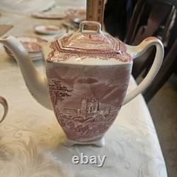38 Pc Johnson Brothers Old Britain Castles Pink Red Service For 6 And More Set