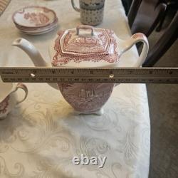 38 Pc Johnson Brothers Old Britain Castles Pink Red Service For 6 And More Set