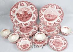 4- 6 Pc Place Setting Johnson Bros England Old Britain Castles Plates Cups Bowls