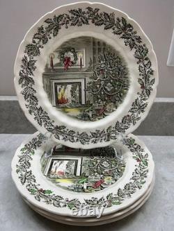 4 Johnson Bros Merry Christmas Dinner Plate Ironstone Made In England 10.75 MINT