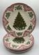 4 Johnson Bros Old Britain Castles Pink Christmas Dinner Plates Green Tree 10.5