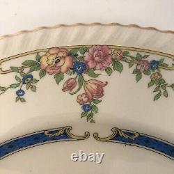 4 Johnson Bros Old English Dinner Plates 9-3/4 Floral Design Gold Rim Scalloped