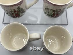 4 Johnson Brothers Santa Christmas 9oz Coffee Mugs Pink Old Britain Castles Bros