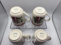 4 Johnson Brothers Santa Christmas 9oz Coffee Mugs Pink Old Britain Castles Bros