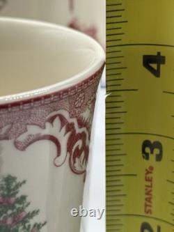 4 Johnson Brothers Santa Christmas 9oz Coffee Mugs Pink Old Britain Castles Bros