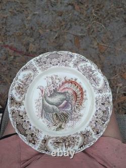 4 Johnson Brothers Wild Turkey Thanksgiving Dinner Plates (Native American) Mint