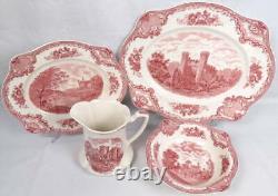 4 Piece Johnson Bros England Old Britain Castles Serving Pitcher Platter Dishes