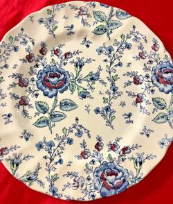 4 RARE Johnson Brothers Rose CHINZ BLUE 9 3/4 inch Dinner Plates ENGLAND
