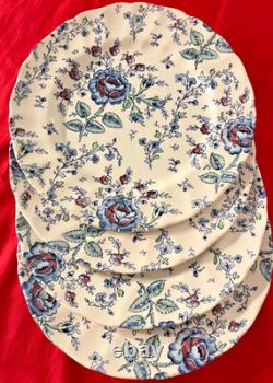 4 RARE Johnson Brothers Rose CHINZ BLUE 9 3/4 inch Dinner Plates ENGLAND