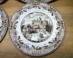 4 VTG Dinner Plates Johnson Bros. Historic America II Brown Capitol Building DC