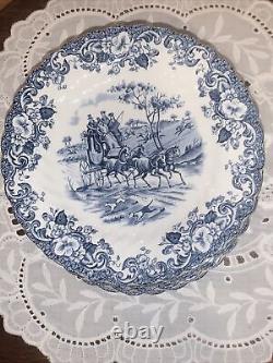 42 Johnson Bros. Blue & White Dishes Coaching Scenes Stoke-on-Trent Blueware