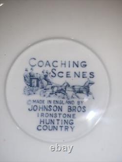 42 Johnson Bros. Blue & White Dishes Coaching Scenes Stoke-on-Trent Blueware