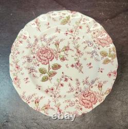 (5) 1930s Johnson Bros Rose Chintz Dinner Plates, EUC, 9 7/8 D, Charming
