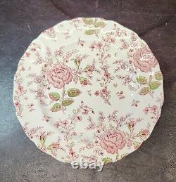 (5) 1930s Johnson Bros Rose Chintz Dinner Plates, EUC, 9 7/8 D, Charming