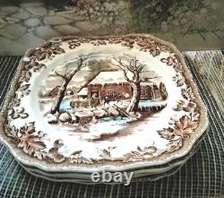 5 Vintage Johnson Bros COUNTRY LIFE 7.75 Square Salad Plates RARE