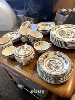 50 pieces Johnson Bros Indian Tree plates bowls Serving Pieces Green Cream MORE