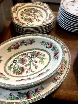 50 pieces Johnson Bros Indian Tree plates bowls Serving Pieces Green Cream MORE