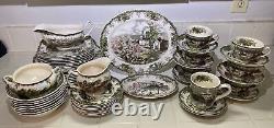 52 Pc 8 Place Settings Johnson Brothers Friendly Village Brown Mark