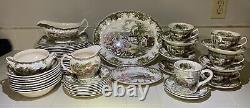 52 Pc 8 Place Settings Johnson Brothers Friendly Village Brown Mark