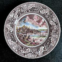 6 Johnson Bros Historic America Boston Harbor View Colored Dinner Plates 10