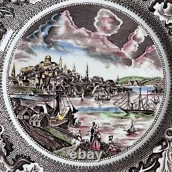 6 Johnson Bros Historic America Boston Harbor View Colored Dinner Plates 10