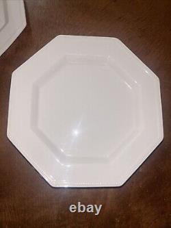 6 Johnson Bros Ironstone England HERITAGE WHITE 10Dinner Plates 1B2-3 Back Chip