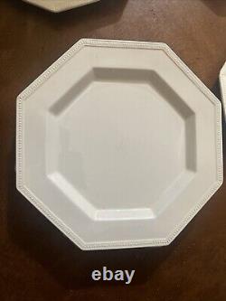 6 Johnson Bros Ironstone England HERITAGE WHITE 10Dinner Plates 1B2-3 Back Chip