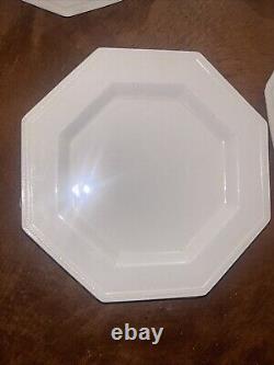 6 Johnson Bros Ironstone England HERITAGE WHITE 10Dinner Plates 1B2-3 Back Chip