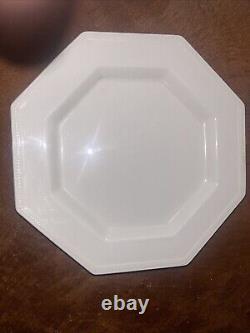 6 Johnson Bros Ironstone England HERITAGE WHITE 10Dinner Plates 1B2-3 Back Chip