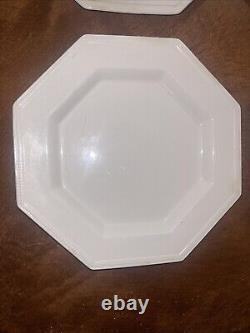 6 Johnson Bros Ironstone England HERITAGE WHITE 10Dinner Plates 1B2-3 Back Chip