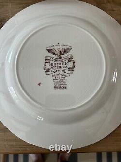 6 Johnson Brothers Historic America Thanksgiving Frozen Up Dinner Plates 10.5