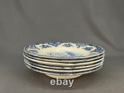 6 Johnson Brothers OLD BRITAIN CASTLES BLUE 8 3/4 Rim Soup Bowls England MINT