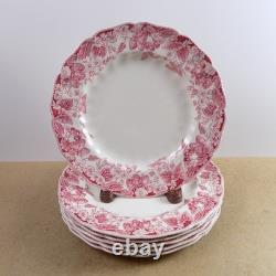 6 Johnson Brothers Strawberry Fair 10 Dinner Plates Pink Red England VGC