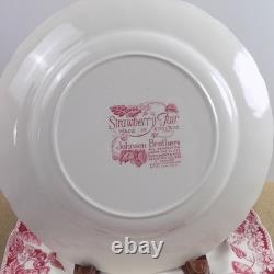 6 Johnson Brothers Strawberry Fair 10 Dinner Plates Pink Red England VGC