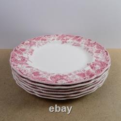 6 Johnson Brothers Strawberry Fair 10 Dinner Plates Pink Red England VGC