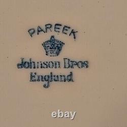 6 Mirrored Johnson Bros England Pareek Silver Platinum Luster Dinner Plates 10.5