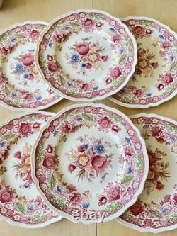 6 Set Dorchester Johnson Brothers 10'' Dinner Plates England Vintage Pink Floral